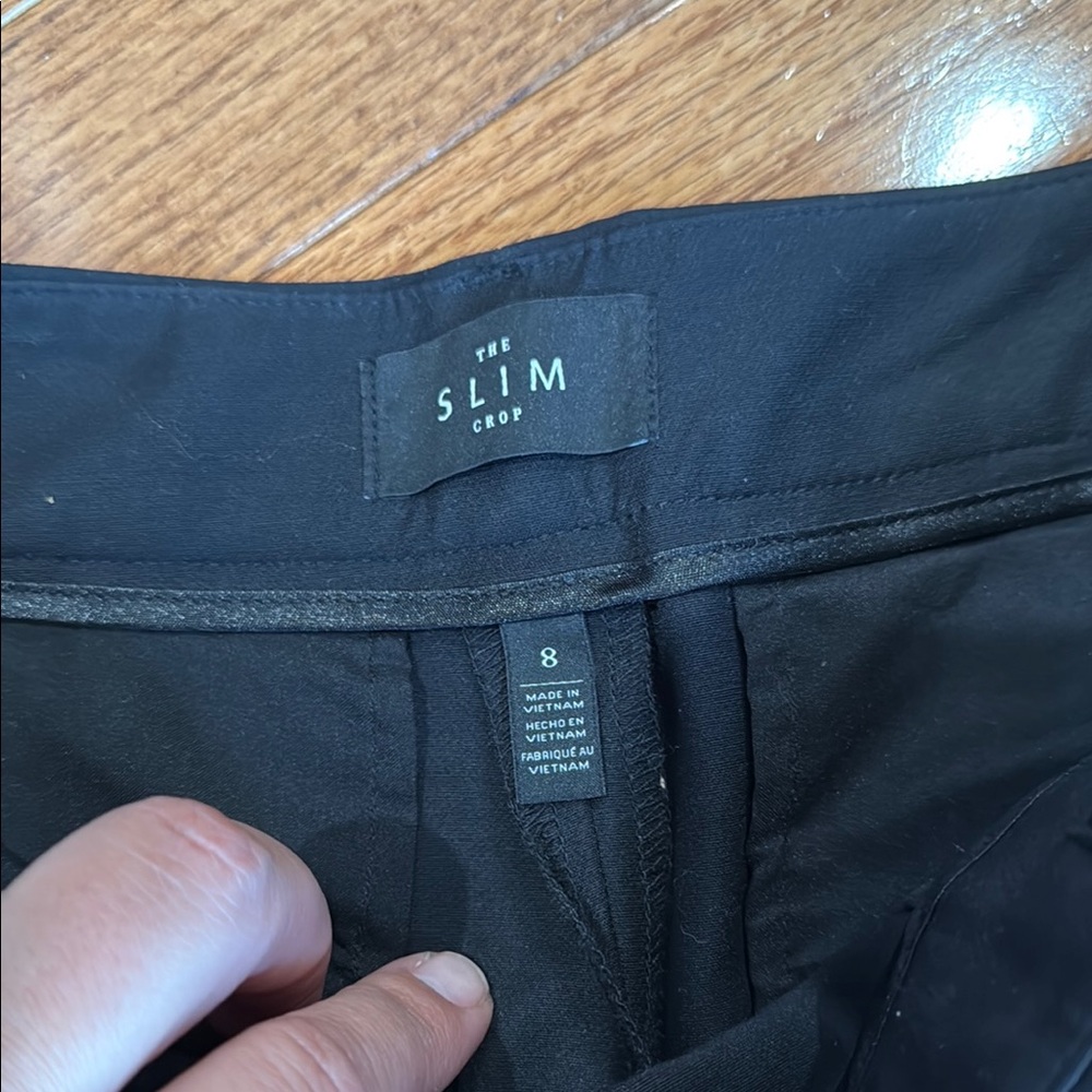 Pair of White House Black Market Black and Purple The Slim Cropped Pants - Picture 8 of 15